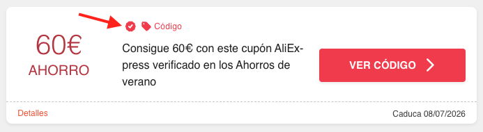 Etiqueta de oferta verificada de CUPONATION España
